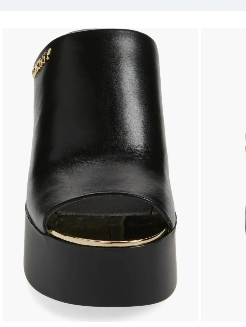 DKNY Pen Logo SlipOn Slide Platform Mule Wedge Sandals
